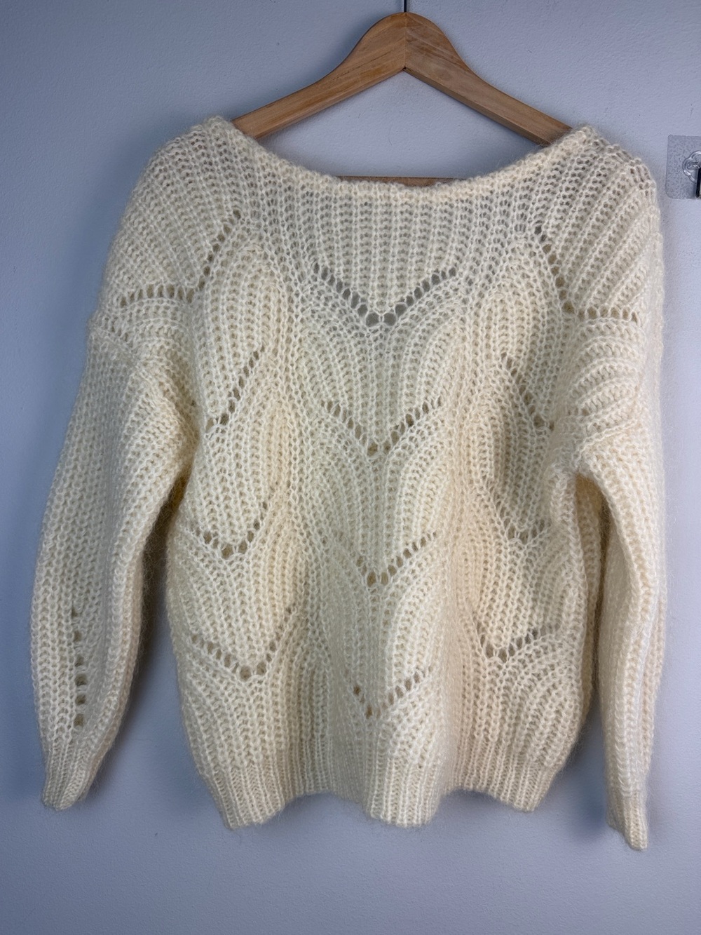 Sezane Pull Simone Knit Jumper Sweater Open Knit XS Mohair Wool Clean Beauty - Picture 8 of 16
